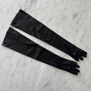 Maison Margiela Lambskin Leather Black Long Gloves Size Medium Like New